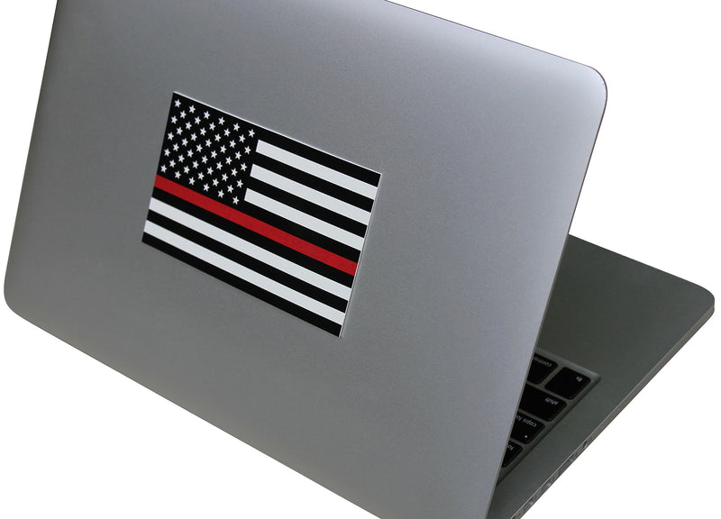 [AUSTRALIA] - Thin Red Line Flag Decal - 3x5 in. Black White and Red American Flag Sticker for Cars Trucks and SUVs - In Support of Firefighters and EMTs (1-Pack) 1 Pack