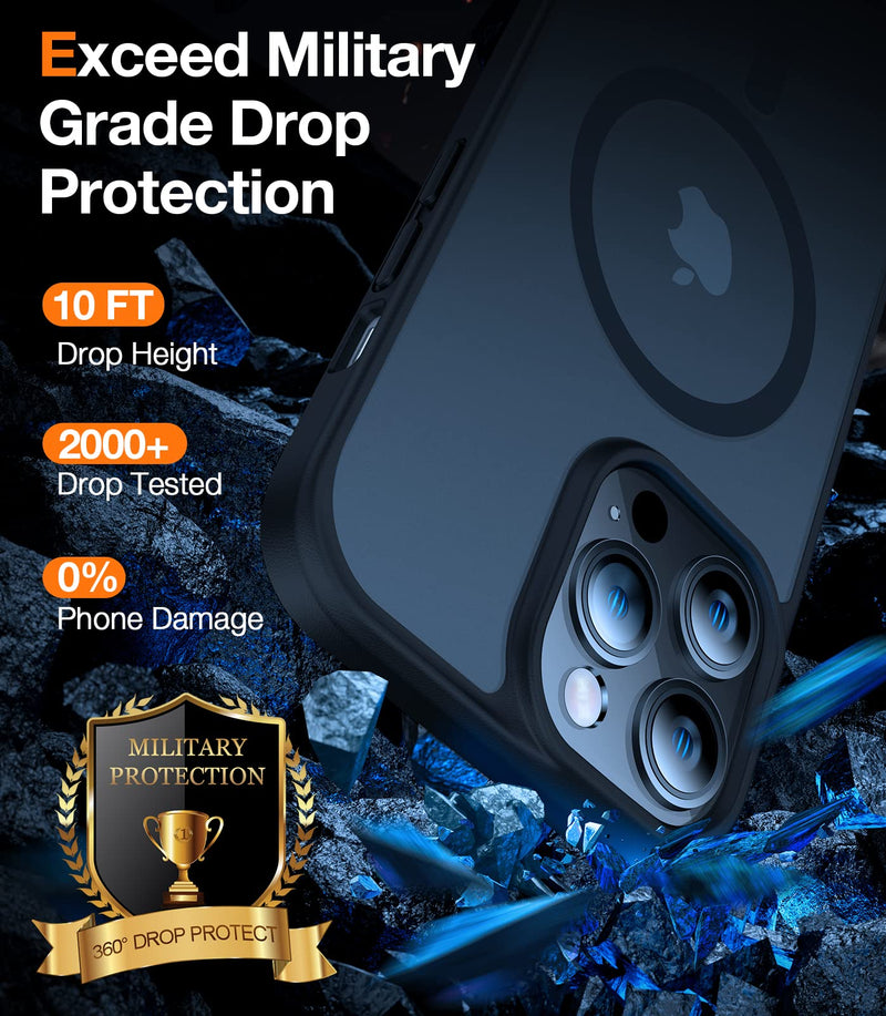  [AUSTRALIA] - TORRAS Magnetic Designed for iPhone 13 Pro Max Case, [Military Grade Drop Tested] [Compatible with MagSafe] Shockproof Translucent Hard Back Soft Slim Protective Case for iPhone 13 Pro Max, Black