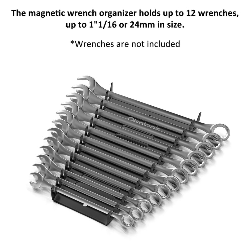 Olsa Tools Magnetic Metal Wrench Organizer | Black | Holds 12 Wrenches | Premium Quality Tools Organizer - LeoForward Australia