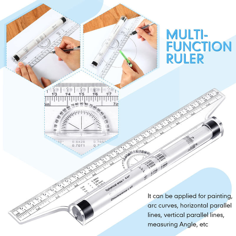  [AUSTRALIA] - 1 Pcs Plastic Measuring Rolling Ruler 12 Inch with 200 Pcs Drafting Tape Multifunctional Drawing Roller Ruler Parallel Rolling Ruler for Measuring, Drafting, Student, Architect, School, Office