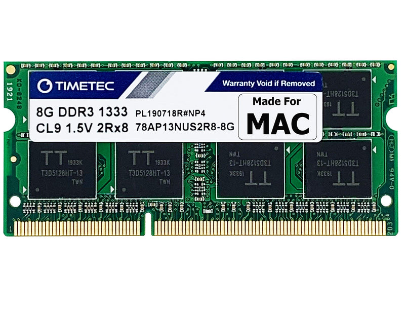  [AUSTRALIA] - Timetec 8GB Compatible for Apple DDR3 1333MHz PC3-10600 CL9 for Mac Book Pro (Early/Late 2011 13/15/17 inch), iMac (Mid 2010, Mid/Late 2011 21.5/27 inch), Mac Mini(Mid 2011) SODIMM MAC RAM Upgrade