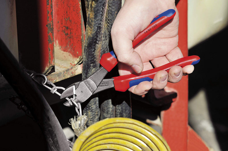  [AUSTRALIA] - KNIPEX Tools - High Leverage Diagonal Cutters, Multi-Component (7402200) 8-Inch Comfort Grip