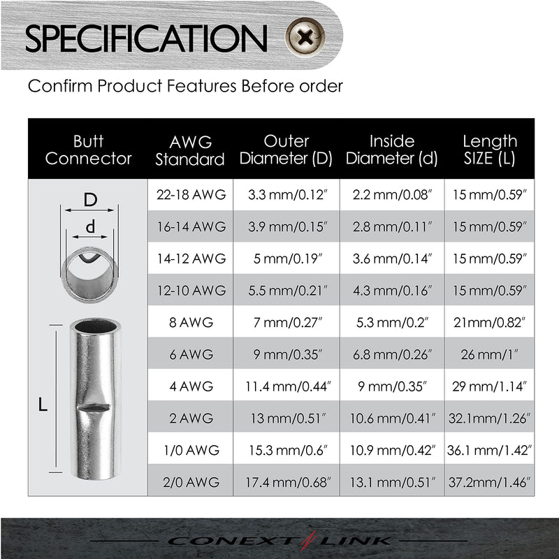 Conext Link BCU-Y50 Uninsulated Butt Connector 50 Pack (12-10 Gauge) 12-10 Gauge - LeoForward Australia