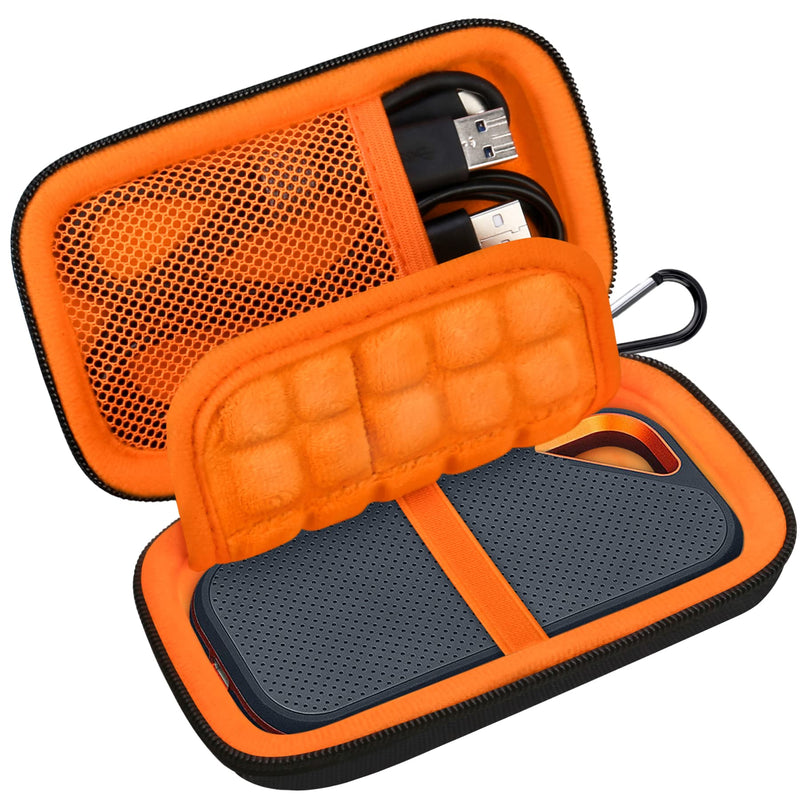  [AUSTRALIA] - Lacdo Hard Carrying Case for SanDisk Extreme Pro/SanDisk Extreme Portable External SSD 500GB 1TB 2TB 4TB USB-C Solid State Drive EVA Shockproof Protective Storage Travel Bag, Black+Orange