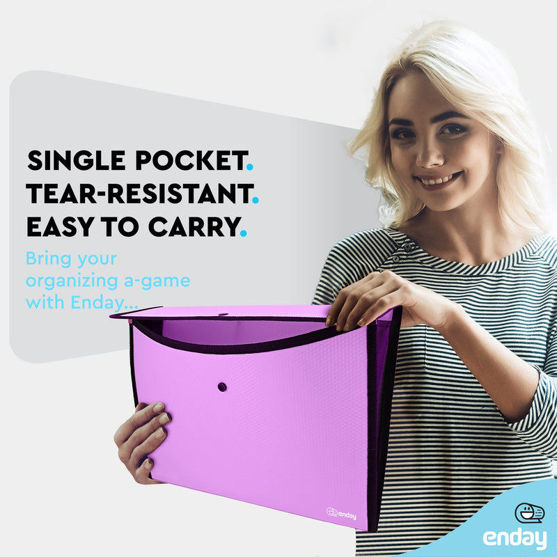  [AUSTRALIA] - Square Flap Document Holder Purple, Expanding File Folder, A4 Letter Size Reusable Filling Envelopes, Snap Closure Wallet File Pouch Also Available in Pink, Blue, Green, Red, Grey, 1 Pc– by Enday