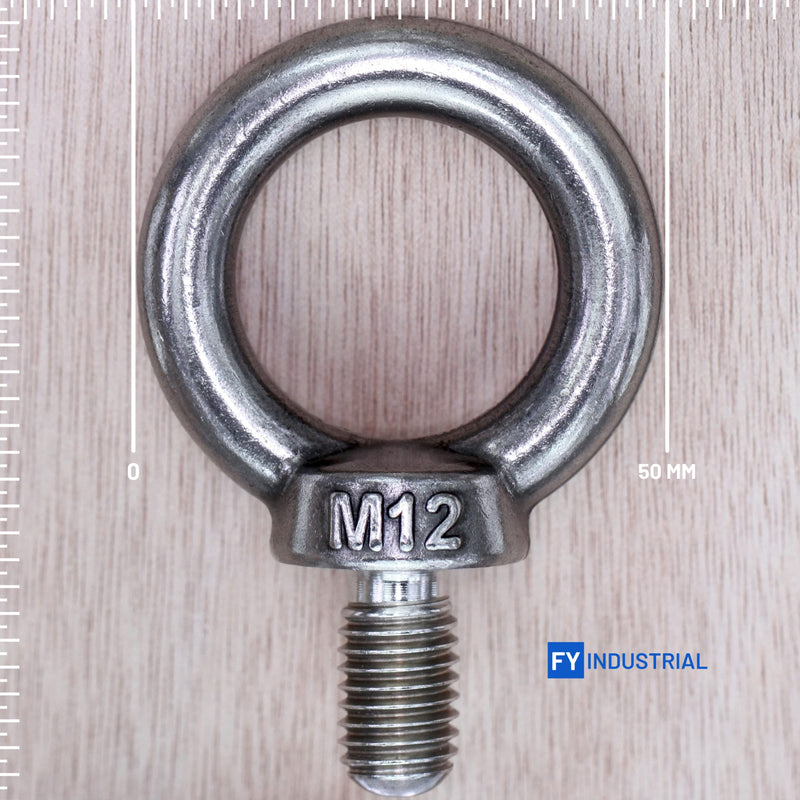  [AUSTRALIA] - Stainless Steel Machinery Shoulder Lifting Eye Bolt (M12, 2 Items) M12 Silver