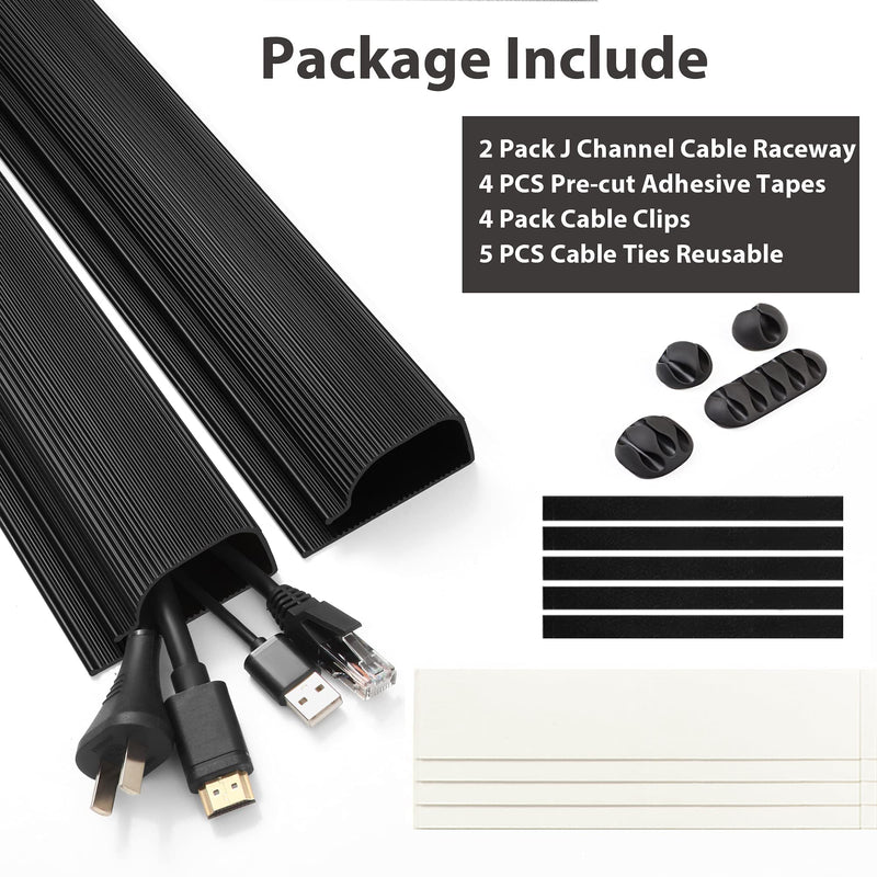  [AUSTRALIA] - ZhiYo Cable Management 31.5in J Channel & 6.6ft 1 inch Cable Sleeve Bundle