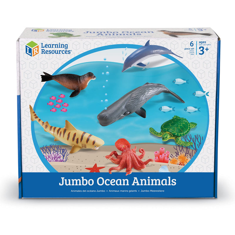 Learning Resources Jumbo Ocean Animals I Octopus, Whale, Shark, Sea Turtle, Seal, and Dolphin, 6 Animals,Multicolor,12 W in - LeoForward Australia