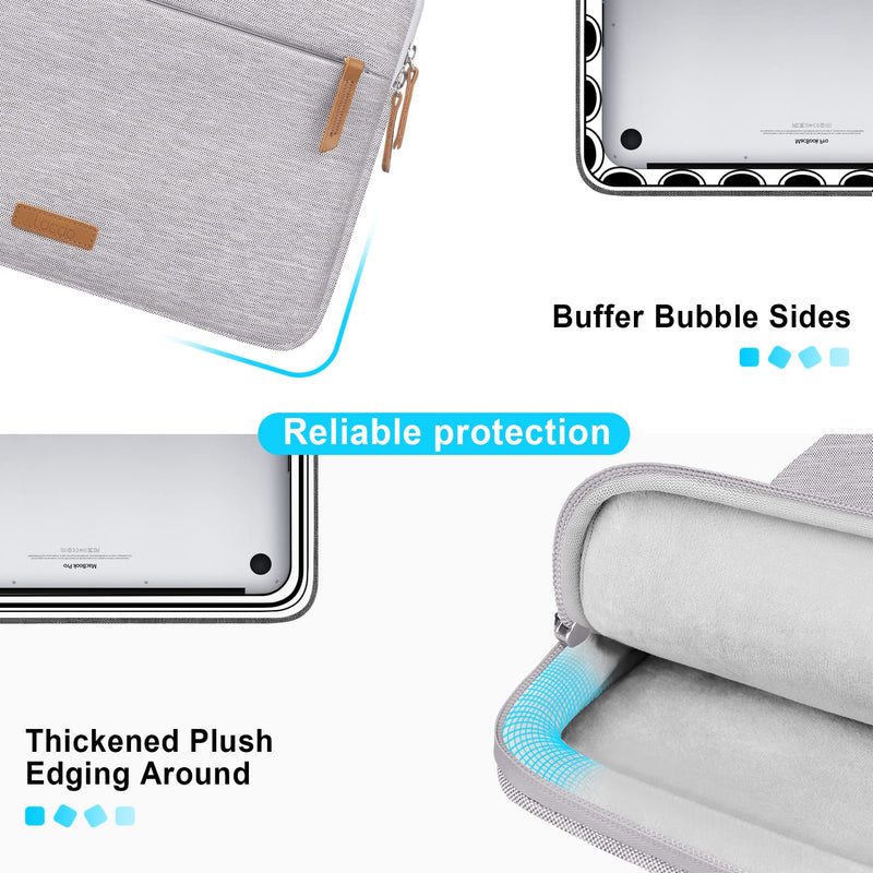  [AUSTRALIA] - Lacdo 360° Protective Laptop Sleeve Case for 13 inch New MacBook Air M2 A2681 M1 A2337 A2179 2022-2018, 13" New MacBook Pro M2 M1 A2338 A2289 A2251 2022-2016, 12.9" iPad Pro with Accessory Bag, Gray New MacBook Pro Air 13 Inch