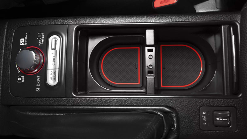 [AUSTRALIA] - CupHolderHero for Subaru Impreza WRX STI 2008-2014 Custom Liner Accessories - Premium Cup Holder, Console, and Door Pocket Inserts 15-pc Set (Red Trim) Red Trim