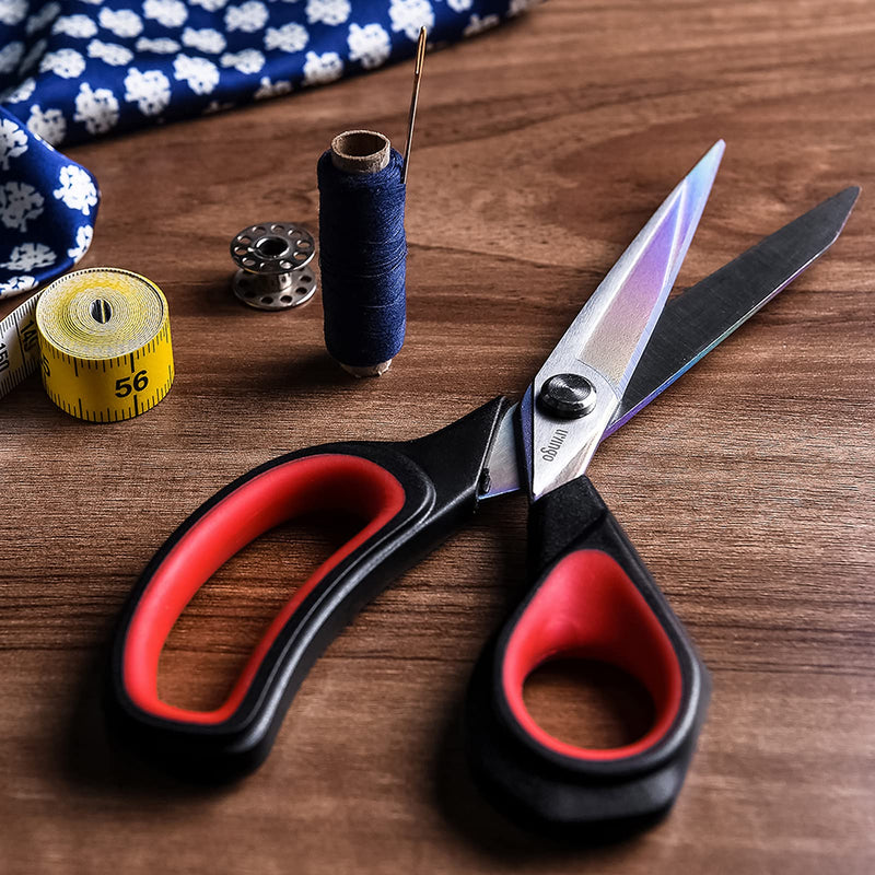  [AUSTRALIA] - LIVINGO Premium Tailor Scissors Heavy Duty Multi-Purpose Titanium Coating Forged Stainless Steel Sewing Fabric Leather Dressmaking Comfort Grip Shears Professional Crafting (9.5 INCH) Black/Red 9.5"