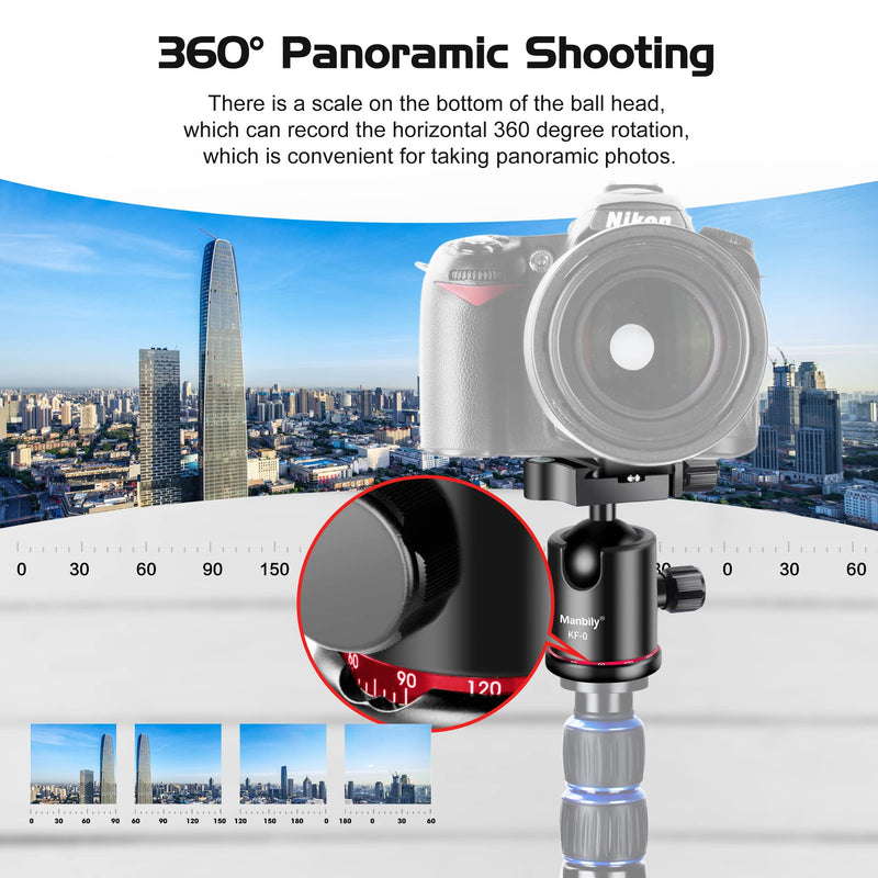  [AUSTRALIA] - Manbily Photography Ball Head,360 Degree Rotation, with Quick Release Plate and Level Gauge, Metal Aluminum, Suitable for Tripod,DSLR,Camcorder,Monopod,Maximum Load 17.6lb(KF-0)