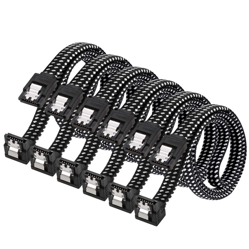  [AUSTRALIA] - SATA III Cable,DanYee Nylon Braided SATA Cable III 6Gbps Straight HDD SDD Data Cable with Locking Latch 18 Inch Compatible for SATA HDD, SSD, CD Driver, CD Writer (6 Packs Black) 1 6 Packs Black