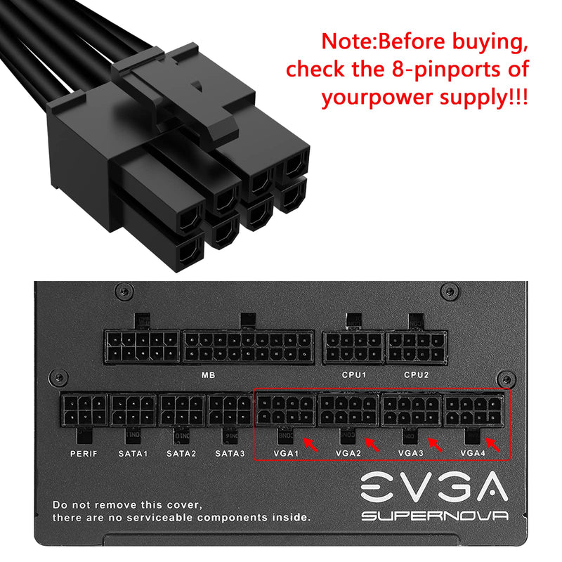  [AUSTRALIA] - SYBECHATF 16 AWG PCIE 8 Pin Male to Dual Pcie 8pin(6+2) Male Cable,GPU Power Adapter Cable for EVGA Modular Power Supply,Graphics Card 8pin Splitter(65cm+15cm)