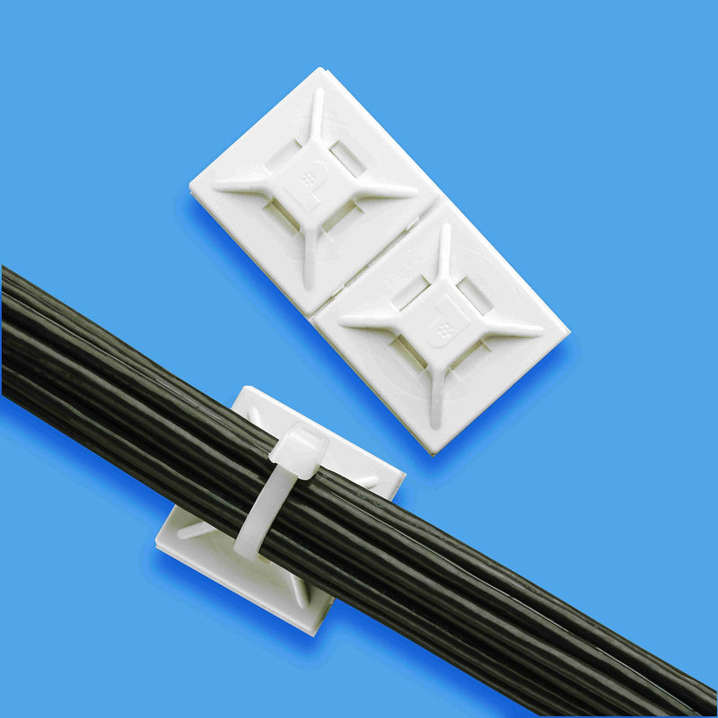  [AUSTRALIA] - Panduit ABM1M-A-C Adhesive Backed Cable Tie Mount, 4-Way Mount, Pre-Installed Adhesive, Indoors Environment, Nylon 6.6, Rubber Mounting Method, White (Pack of 100) Indoors/Rubber