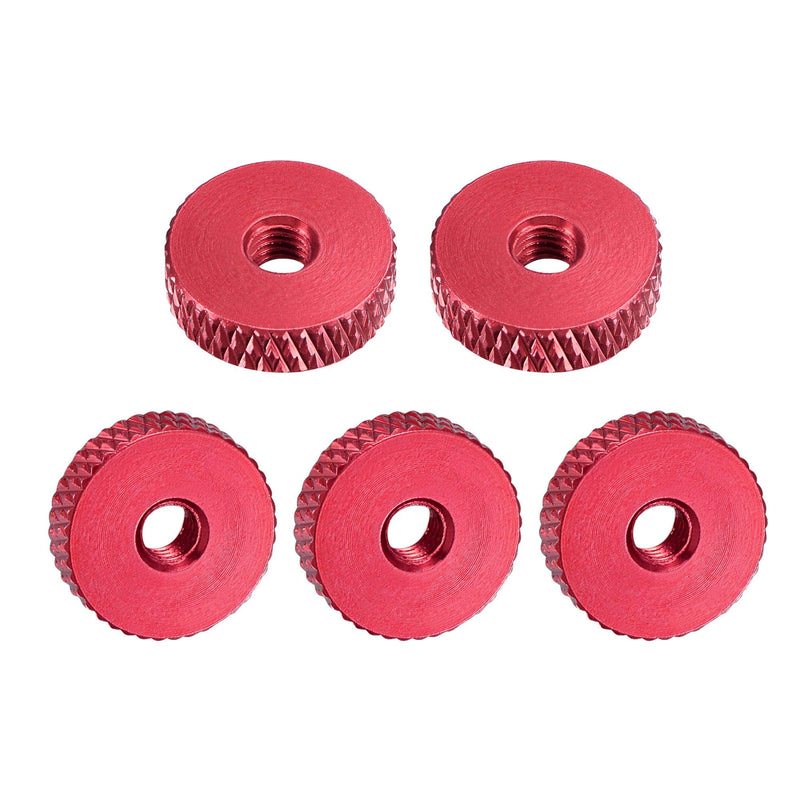  [AUSTRALIA] - uxcell Flat Knurled Nut - M4 x 14mm x 4mm Thumb Nuts Lock Adjusting Nuts Aluminum Alloy Red 5Pcs