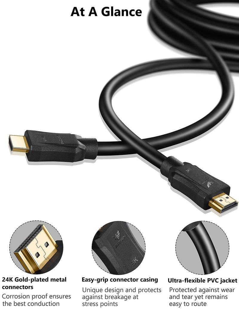 HDMI 2.1 Cable 16ft, ARISEN Long HDMI Cable 48Gbps Ultra High Speed HDMI Certified, 4K120 8K@60Hz HDMI Cord, eARC Dolby Vision HDR10 HDCP 2.2 2.3 Compatible with RTX 3080 PS5 Xbox One X PS4 UHD TV 16ft / 5m No Braided - LeoForward Australia