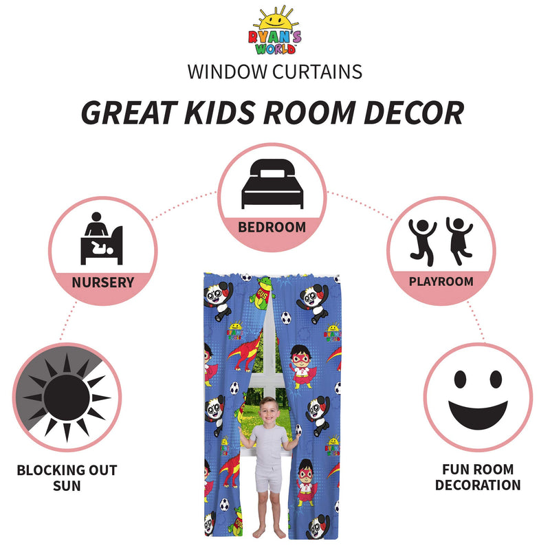  [AUSTRALIA] - Franco Kids Room Window Curtains Drapes Set, 82" x 84", Ryan's World 82" x 84"