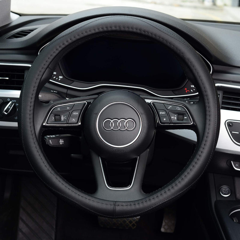  [AUSTRALIA] - KAFEEK Steering Wheel Cover, Universal 15 inch, Microfiber Leather, Anti-Slip, Odorless, Black Lines