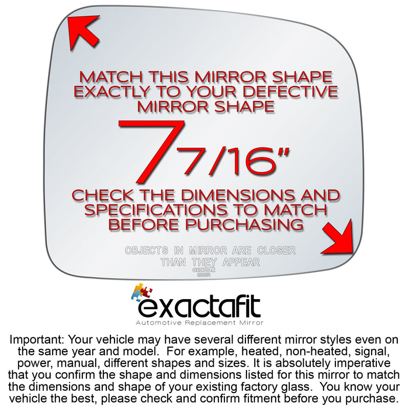 exactafit 8101R Passenger Side Mirror Glass Replacement Plus 3m Adhesives Compatible With 2002-2007 Jeep Liberty Right Hand Door Wing RH - LeoForward Australia