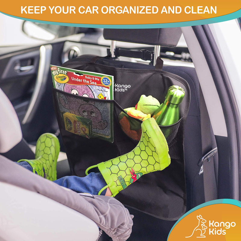 KangoKids Kick Mats – 2 Pack - Keep Your Upholstery Clean - Waterproof and Stain Resistant Back Seat Protectors – Car Seat Protector with Pockets Doubles up as a Handy Car Organizer - LeoForward Australia