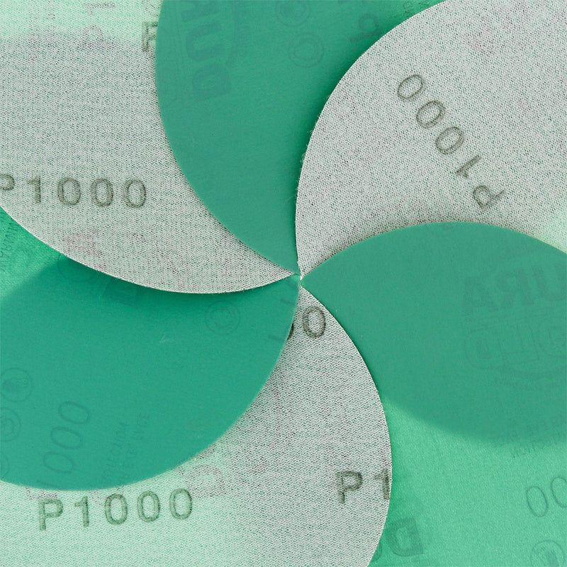  [AUSTRALIA] - Dura-Gold Premium 5" Green Film Sanding Discs - 1000 Grit (Box of 50) - Hook & Loop Backing Sandpaper Discs for DA Sanders, Finishing Extra Fine Cut Abrasive - Sand Automotive Paint, Woodworking Wood 1000-Grit