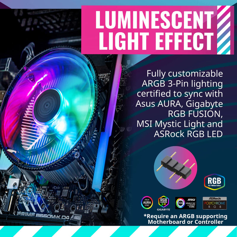  [AUSTRALIA] - Cooler Master i70C LGA1700 ARGB Intel Low-Profile CPU Air Cooler, Anodized Black Aluminum Fins, Copper Insert Base, 95W TDP CPU Support, 120mm ARGB 3-Pin Fan for Intel LGA1700