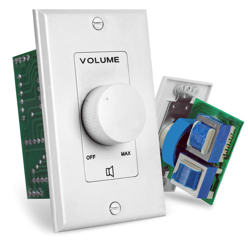  [AUSTRALIA] - Pyle Home Wall Mount Volume Control Knob-Flush In-Wall Plate Rotary Style Adjustment,20-20kHz Freq. Response Companion for Hi-Fi Four-Pair Speaker Selector w/ Audio & Video Compatibility, White -PVC1