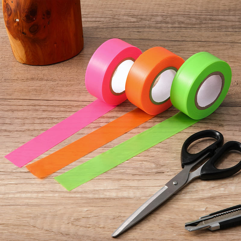  [AUSTRALIA] - 3 Pieces Flagging Tape Plastic Ribbon Multipurpose Neon Marking Tape Neon Flagging Tape 1 Inch Wide Non-Adhesive Tape for Boundaries and Hazardous Areas, Home and Workplace Use (Classic Colors)