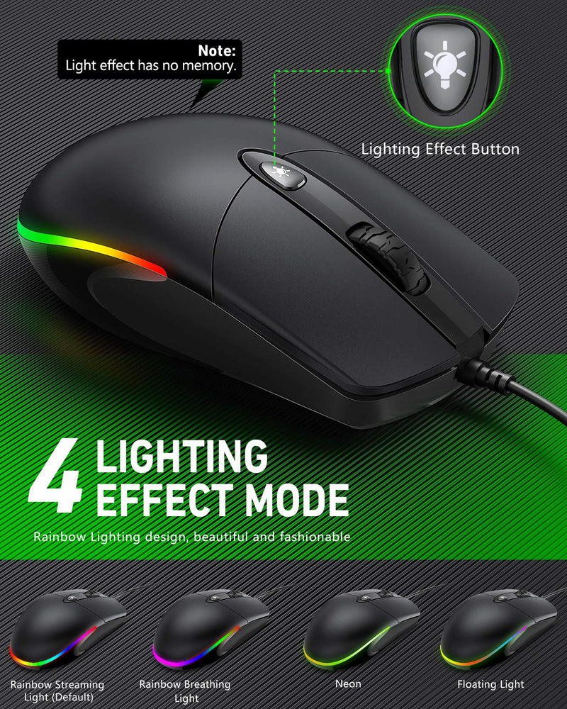  [AUSTRALIA] - USB Wired Mouse,RGB Optical Silent Computer Mouse,1600 DPI Office and Home Mice,for Windows PC, Laptop, Desktop, Notebook Black