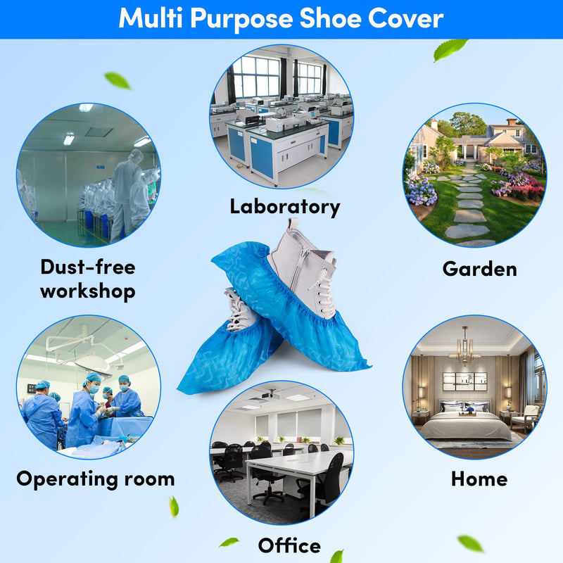 [AUSTRALIA] - Shoe Covers,Shoe Covers Disposable Non Slip-100 Pack(50 Pairs) Booties for Shoe Covers,Dust proof,Non-Toxic, Recyclable, Protect Your Shoes,Floor,Carpet,One Size Fit Most,Blue Non Woven