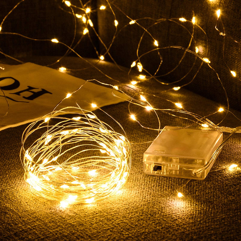 Twinkle Star 33FT 100 LED Silver Wire String Lights Fairy String Lights Battery Operated LED String Lights for Christmas Wedding Party Home Holiday Decoration, Warm White, Pack of 1 - LeoForward Australia