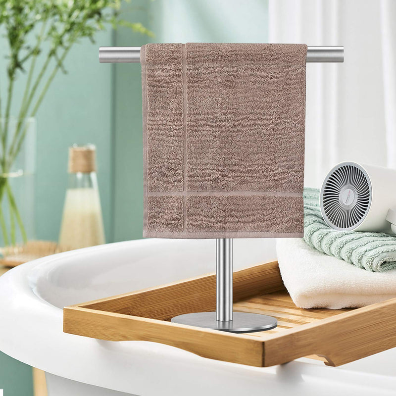  [AUSTRALIA] - Pynsseu Bath Hand Towel Holder Standing, SUS304 Stainless Steel Brushed Finish T-Shape Towel Bar Rack Stand, Tower Bar for Bathroom Kitchen Vanity Countertop