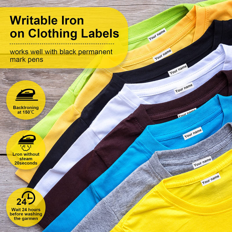  [AUSTRALIA] - Writable Iron on Clothing Labels, Personalized Labels to Mark Clothes, Personalized Clothing Name Labels Tags with 2 Pieces Permanent Fabric Marker for School Camp Care Home (200 Pieces) 200