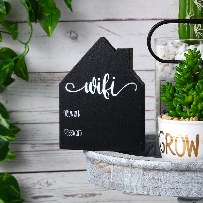  [AUSTRALIA] - WiFi Password Sign Wooden Table WiFi Sign Wooden Freestanding Sign with Board Erasable Pen Chalkboard Style Freestanding Sign for Home Business Table Centerpieces Decoration (Black) 5 x 3.7 x 0.6 Inches Black Style