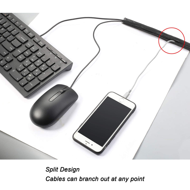  [AUSTRALIA] - CrocSee 25ft - 1/2 inch Braided Cable Management Sleeve Cord Protector - Self-Wrapping Split Wire Loom for TV/Computer/Home Theater/Engine Bay - Black 1/2"-25ft