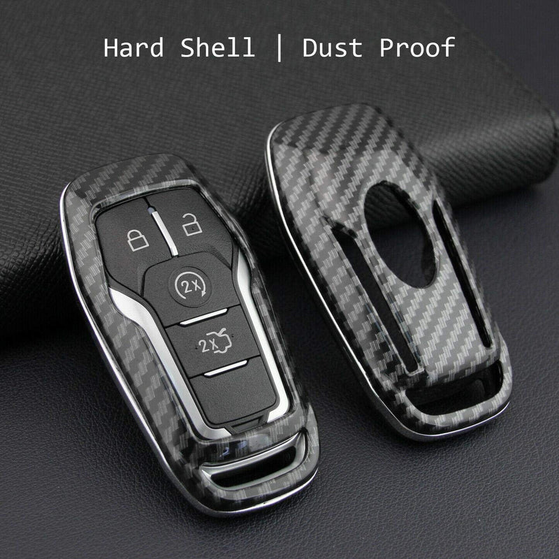  [AUSTRALIA] - Partol Keyless Smart Key Fob Cover Case Black Glossy Carbon Fiber Finish Key Fob Shell for Ford Fusion Mustang Edge F150 F250 Explorer Mondeo Lincoln MKZ MKC MKX Ford Lincoln