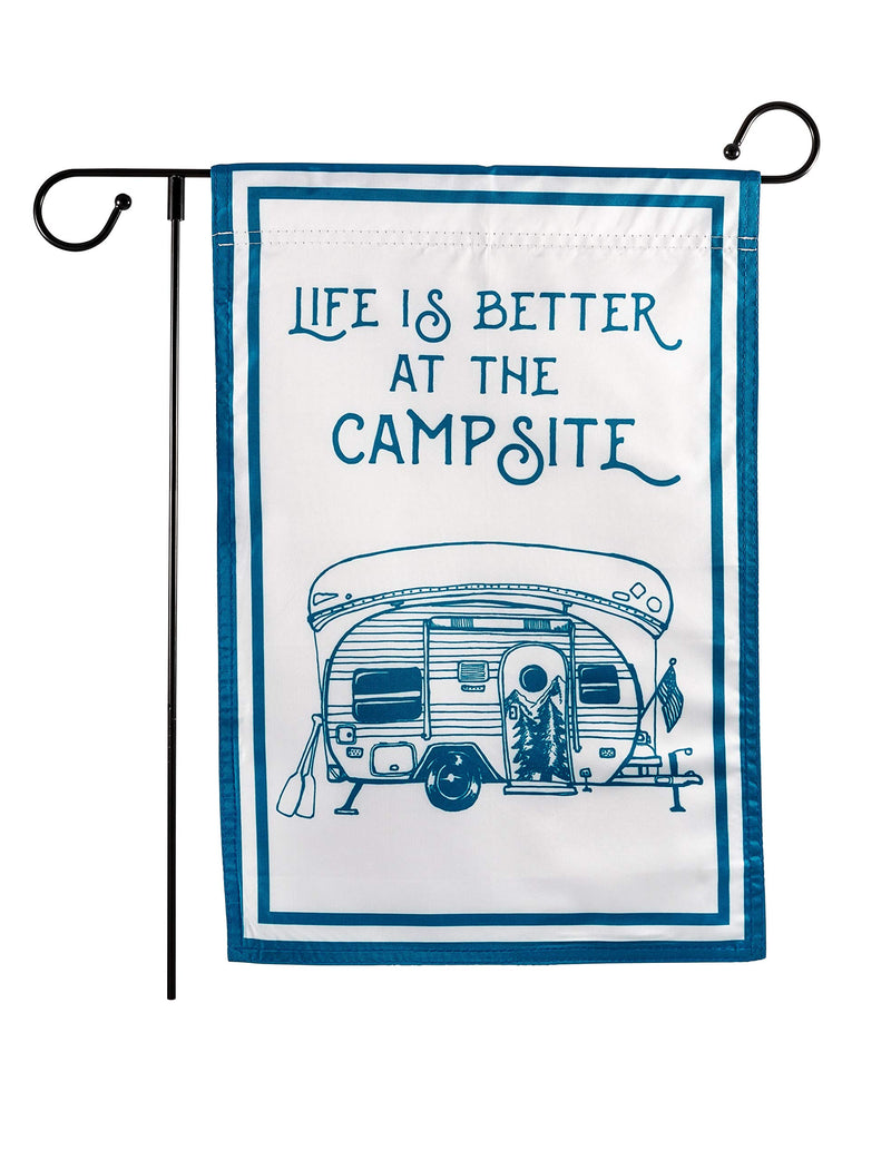  [AUSTRALIA] - Camco 53307 Life is Better at the Campsite Garden Flag, 12-inch x 18-inch - The Perfect Greeting for Your Yard or Campsite - Features an RV Camper Design