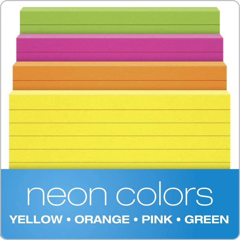  [AUSTRALIA] - Oxford Neon Index Cards, 4" x 6", Ruled, Assorted Colors, 100 Per Pack (99755EE) 4 x 6 100-Count