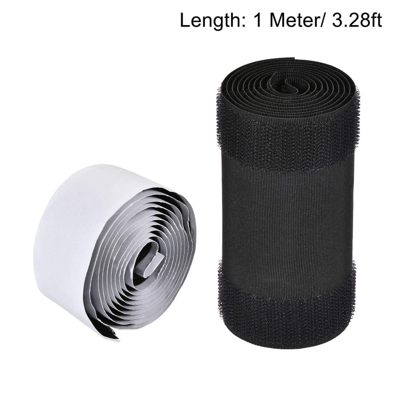  [AUSTRALIA] - uxcell Self Adhesive Tapes 1 Meter 3.28ft Hook and Loop Tapes Black Nylon Sticky Glue for Office Home