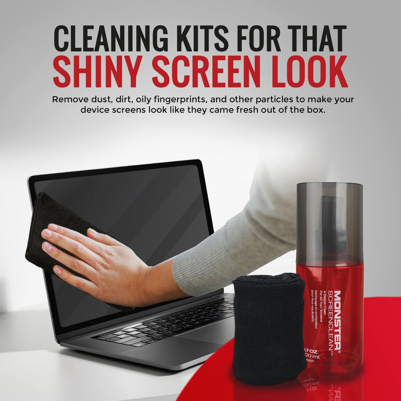  [AUSTRALIA] - Monster 2 oz. Spray Screen Cleaner Kit with Microfiber Cloth for Electronic Devices – Ideal for LED, LCD, OLED, Smart TV, Computer Monitors, Laptops, iPad, and iPhone Screens 2 oz.