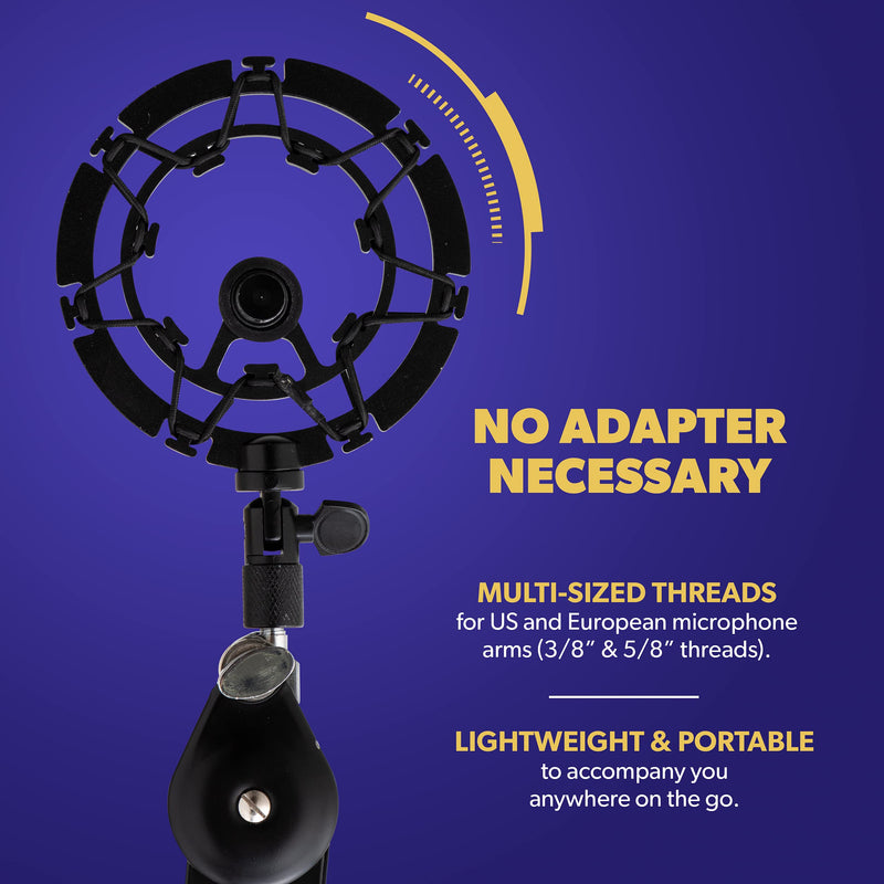  [AUSTRALIA] - Auphonix Pro Microphone Shock Mount - Mic Holder Compatible w/Blue Yeti, Snowball & Pro Microphones Black