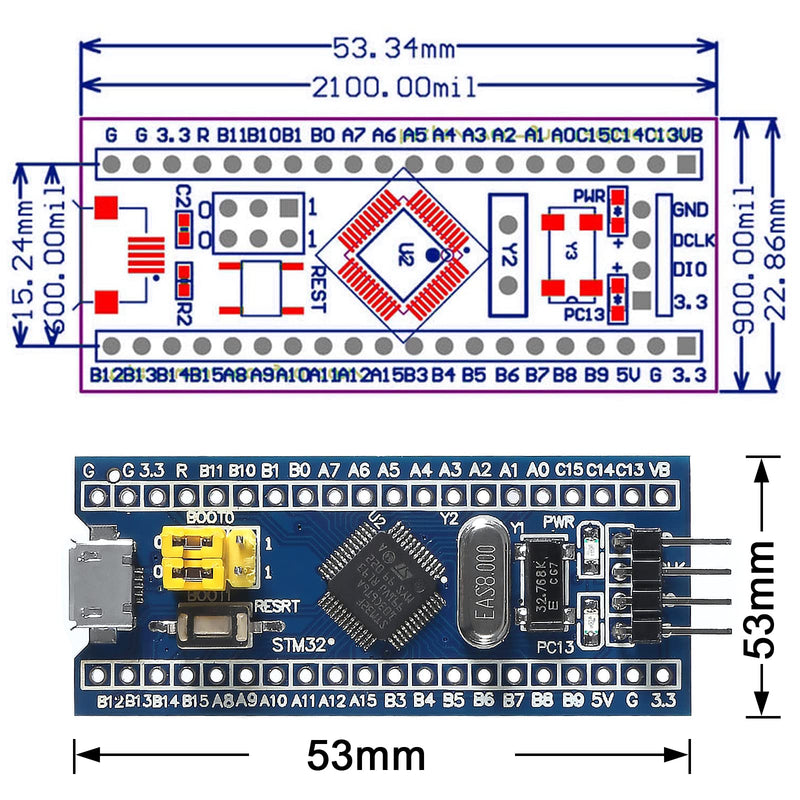  [AUSTRALIA] - DORHEA 5Pcs STM32F103C6T6 ARM STM32 Minimum System Development Board Module STM32F103C6T6 Core Learning Board