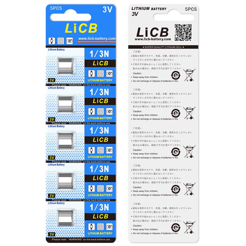  [AUSTRALIA] - LiCB CR1/3N Battery 3V Lithium 1/3N Batteries (5 - Pack)