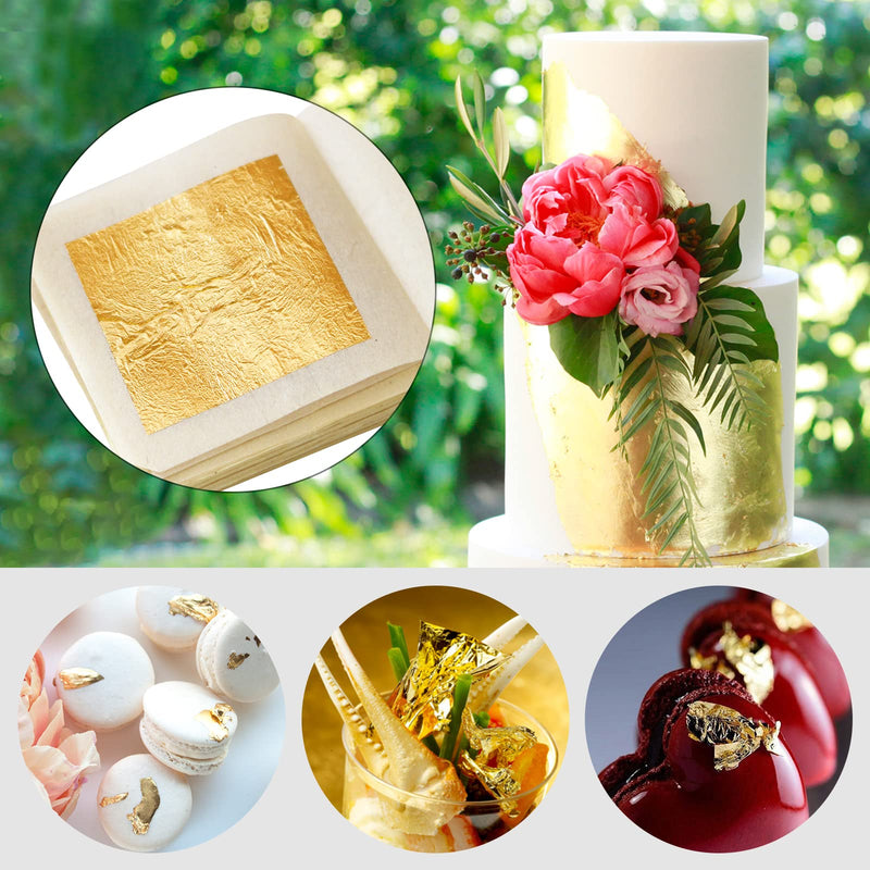  [AUSTRALIA] - KINNO Edible Gold Leaf, Pure Leaf, 24K Gold Leaf Sheets 1.7" 10PCS, Edible Leaves for Cake Decorating, Gold Foil Edible for Skincare, Makeup, Arts, Food 10 Pcs