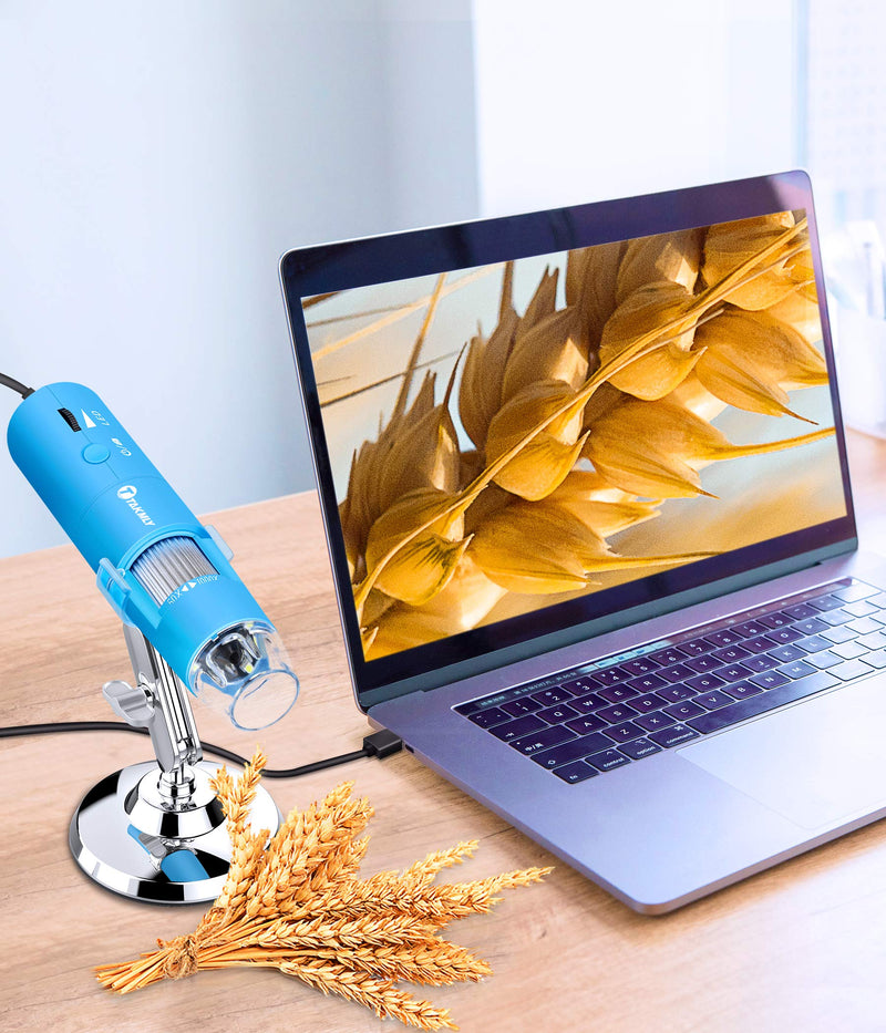  [AUSTRALIA] - Wireless Digital Microscope Handheld USB HD Inspection Camera 50x-1000x Magnification with Stand Compatible with iPhone, iPad, Samsung Galaxy, Android, Mac, Windows Computer (Blue) Blue