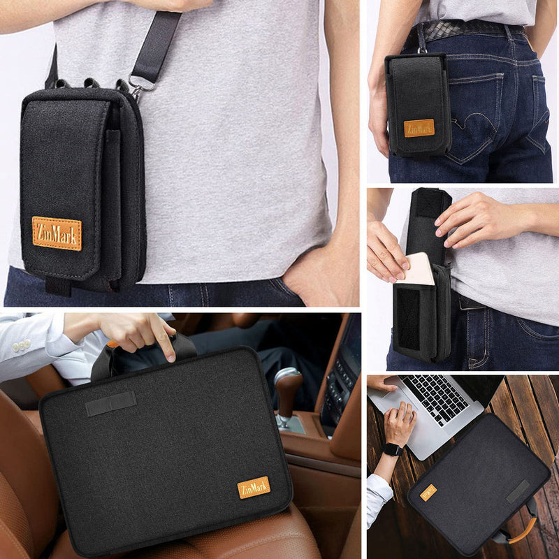  [AUSTRALIA] - Laptop Case 15.6 Inch Briefcase Military-Grade Protection with Detachable Belt Bag, Compatible All Model of 15-16 Inch MacBook Pro and Most Popular 15.6 Inch Notebooks Chromebooks (Black) Black
