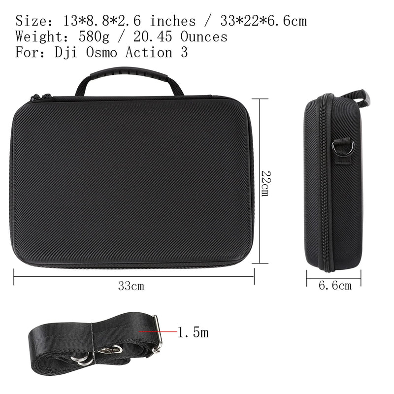  [AUSTRALIA] - PellKing Large Carrying Case for DJI OSMO Action 3 Camera,Hard Shell with Shoulder Strap EVA Shoulder Bag for DJI Action3 Camera and Accessories