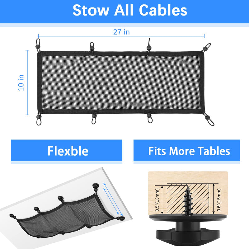  [AUSTRALIA] - Cable Management Net Under Desk Kit, ZZM Privacy Mesh Cable Manager Flexible Under Desk Wire Net Large Capacity Cord Organizer Net for Office,Standing Desk, Home