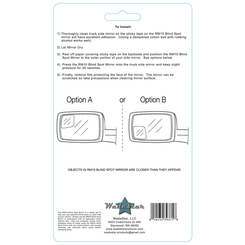  [AUSTRALIA] - WadeStar RM10 Blind Spot Mirrors for 2009-2018 Ram Trucks with Non-Towing Mirrors